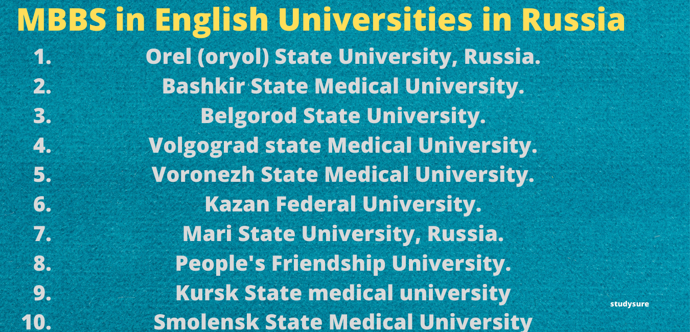 english medium medical universities in Russia